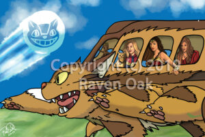Multiple superheroes ride in the catbus as they are called to action