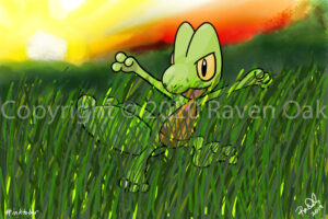 A Pokemon in overgrown grass