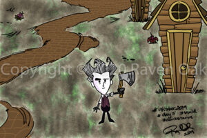 Wilson from Don't Starve finds a pig town