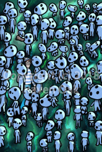 A puzzle of sorts full of kodama and one who doesn't fit