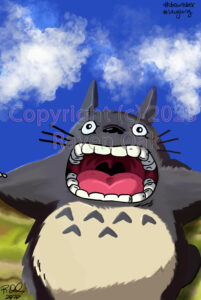 A totoro is laughing