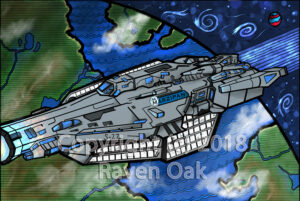 A space ship called The Marzipan, based on a ship in Raven's story called Class-M Exile