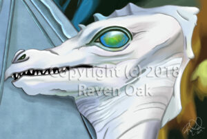 A white dragon with a map in his eye